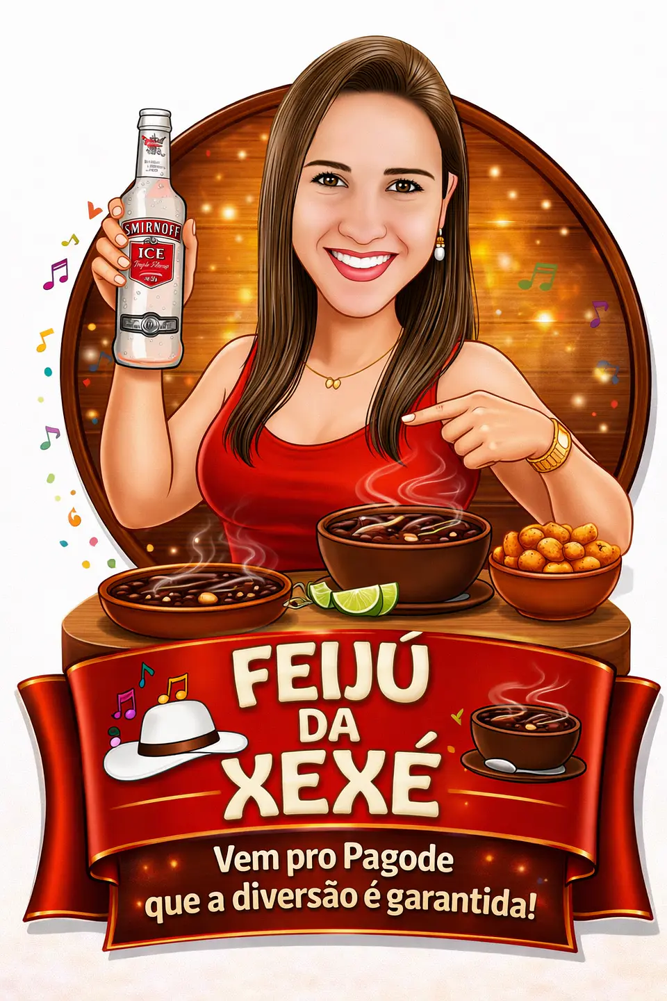Caricatura Digital Personalizada Mulher Tema Boteco | Convite de Aniversário e Lembrancinhas 3
