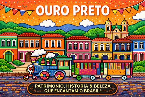Quadro Colorido Ouro Preto | Arte Brasileira Moderna com Paisagem de São Paulo Ouro Preto Recife Rio de Janeiro