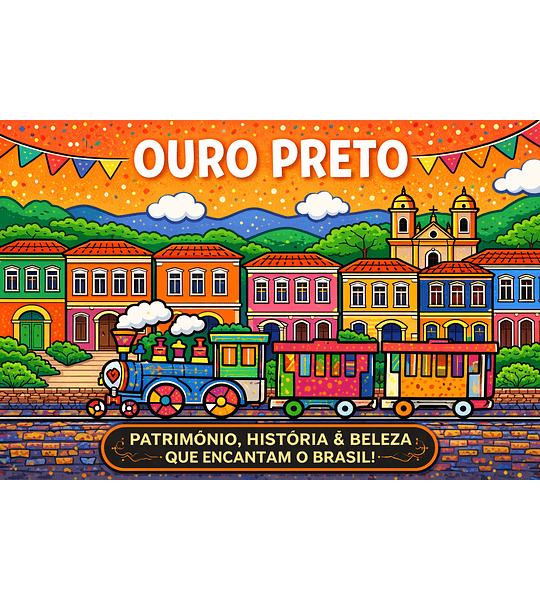 Quadro Colorido Ouro Preto | Arte Brasileira Moderna com Paisagem de São Paulo Ouro Preto Recife Rio de Janeiro