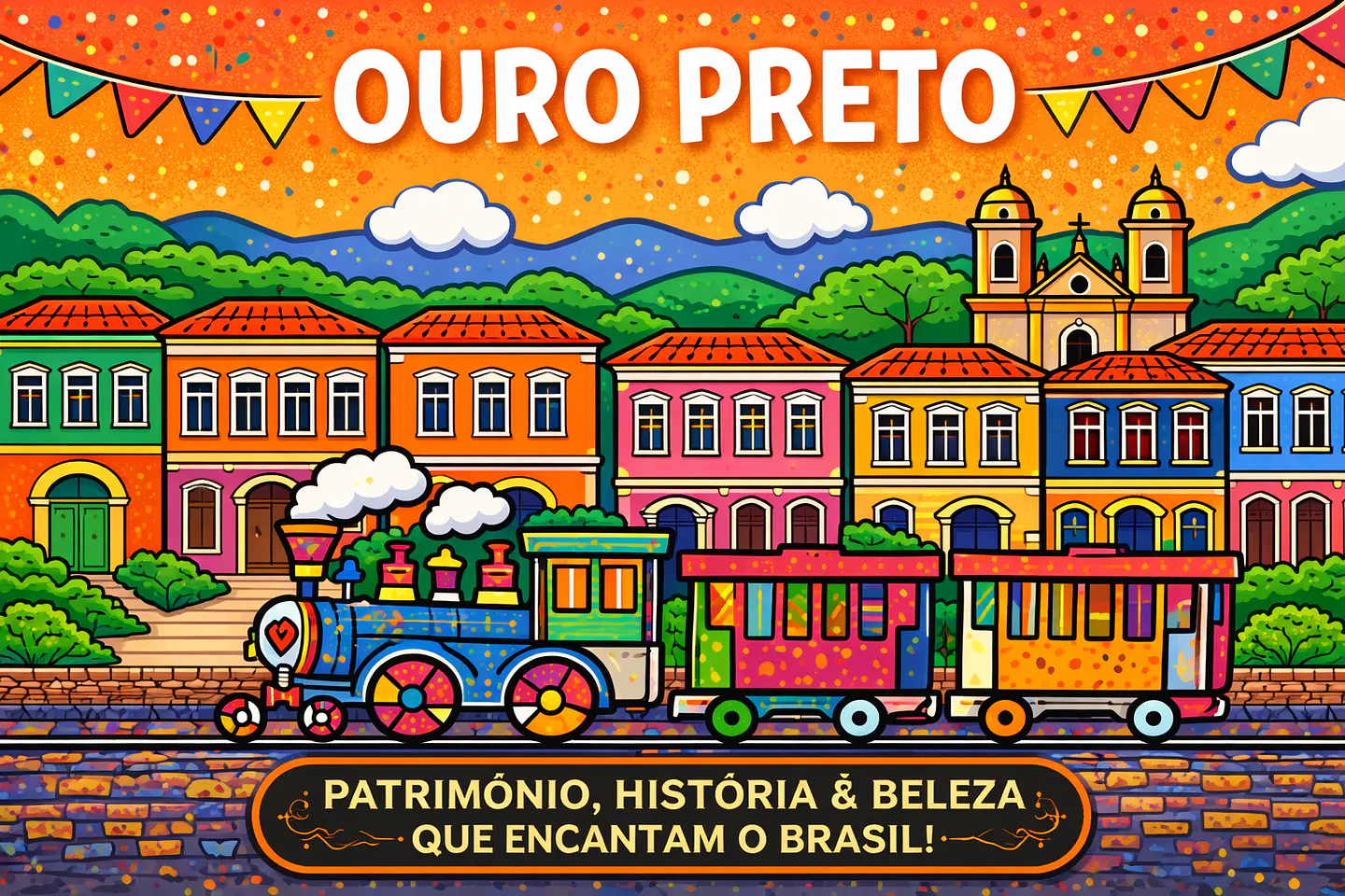 Quadro Colorido Ouro Preto | Arte Brasileira Moderna com Paisagem de São Paulo Ouro Preto Recife Rio de Janeiro 2