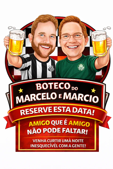 Caricatura de Casal Tema Boteco Personalizada | Convite e Banner