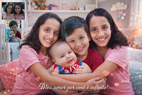 “Um presente emocionante: reúna quem partiu e quem você ama em uma única foto.”