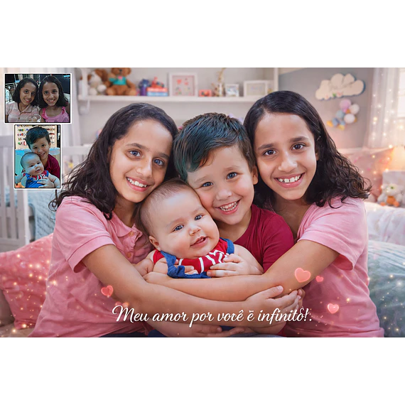 “Um presente emocionante: reúna quem partiu e quem você ama em uma única foto.”