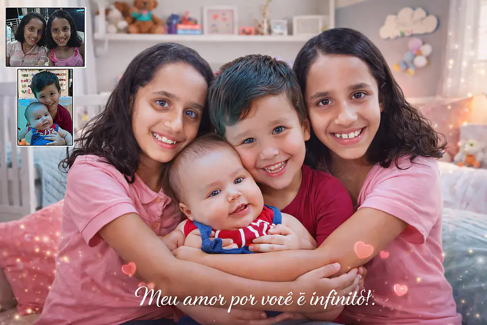 “Um presente emocionante: reúna quem partiu e quem você ama em uma única foto.” 1