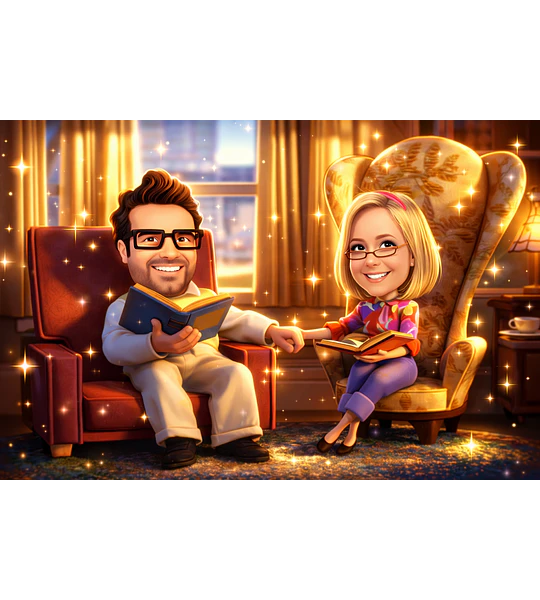 Caricatura Personalizada de Casal Estilo Pixar com Cenário Romântico e Efeito Mágico .Cena do Filme Up Aventuras adaptado com seu rosto, cena personalizada 