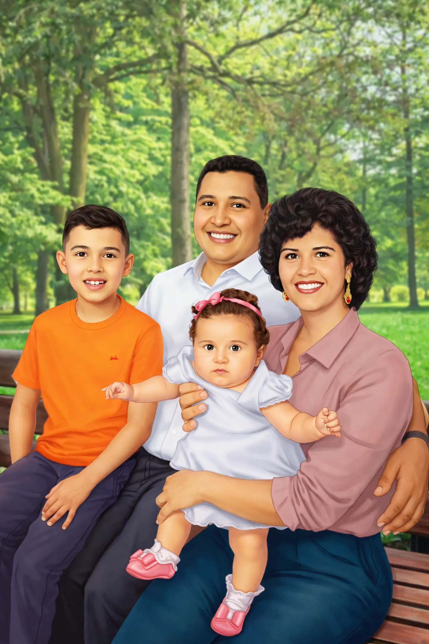 Desenho Realista de Família Personalizado 1