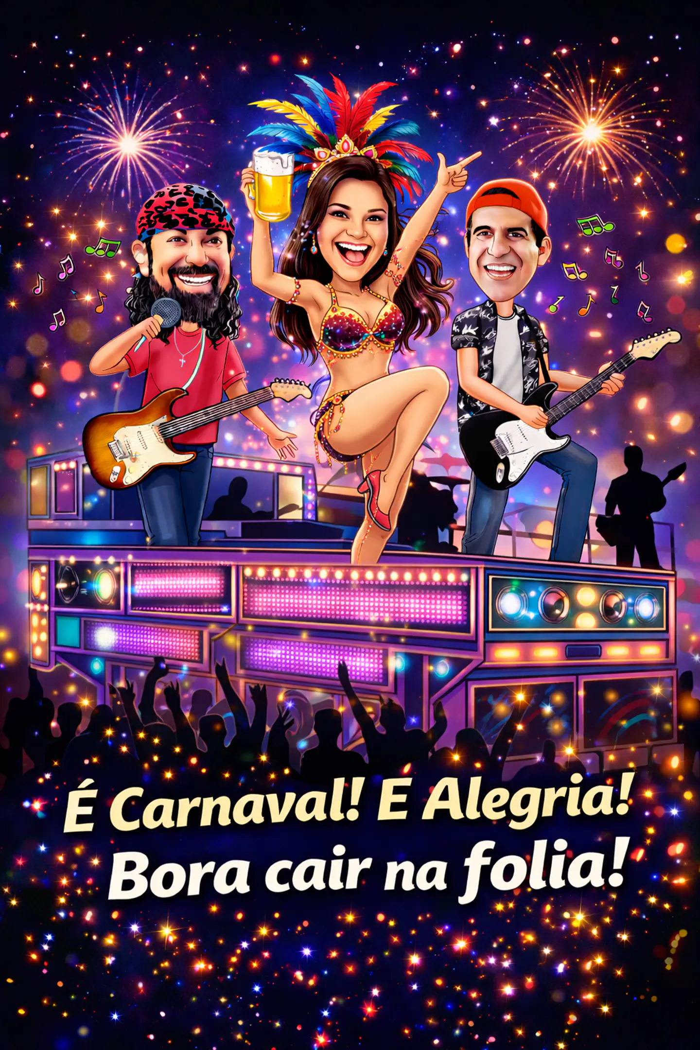Caricatura Personalizada Micareta e Carnaval no Trio Elétrico | Aniversário com Seu Rosto 2