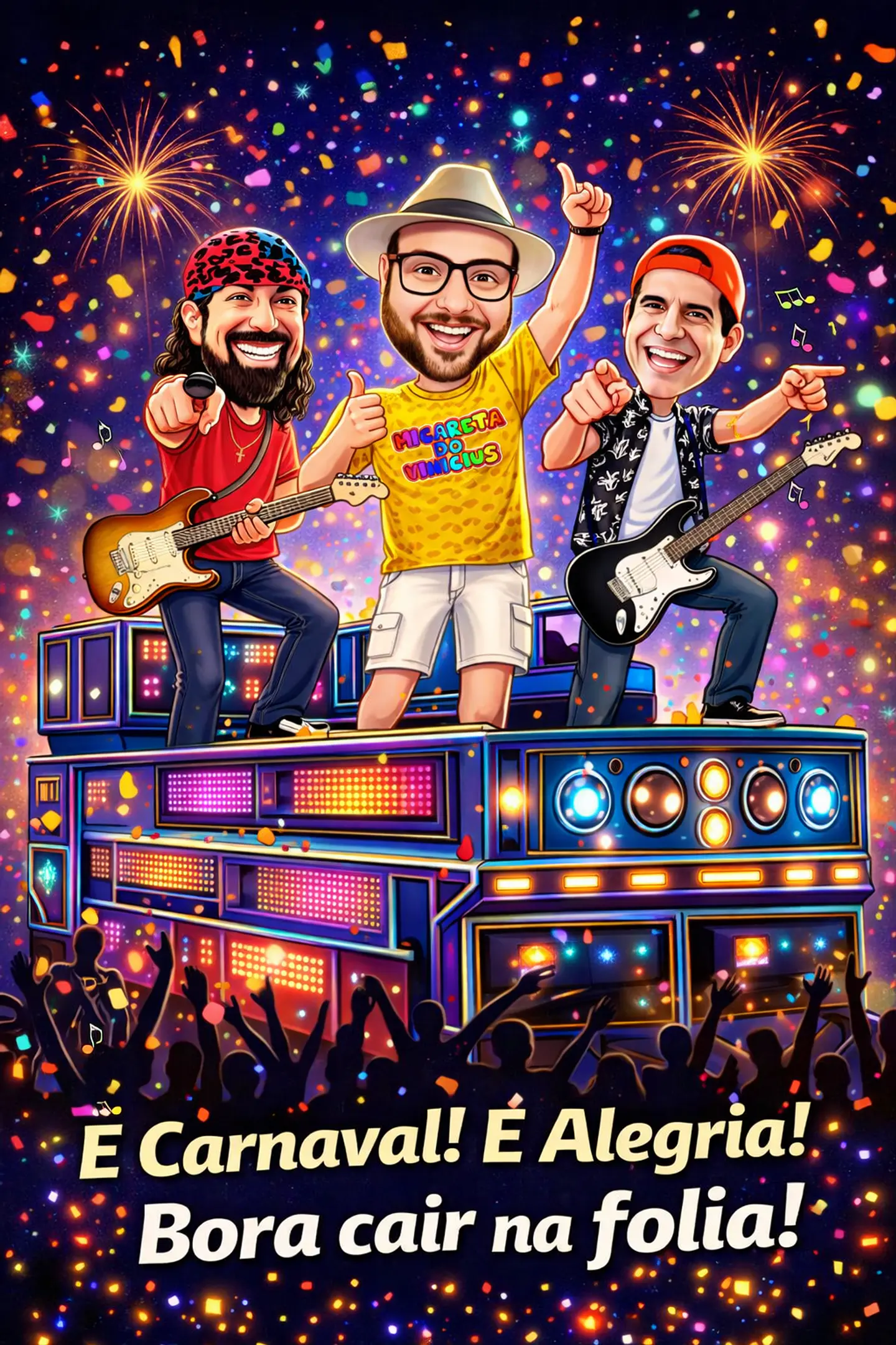 Caricatura Personalizada Micareta e Carnaval no Trio Elétrico | Aniversário com Seu Rosto 1