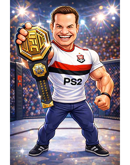 Caricatura Realista Personalizada Festa Aniversário Homem Musculoso Irmão Marido lutador profissional, MMA, UFC  Atlético  Náutico São Paulo Corinthians Atleta Forte Invensível