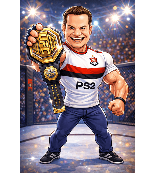 Caricatura Realista Personalizada Festa Aniversário Homem Musculoso Irmão Marido lutador profissional, MMA, UFC  Atlético  Náutico São Paulo Corinthians Atleta Forte Invensível