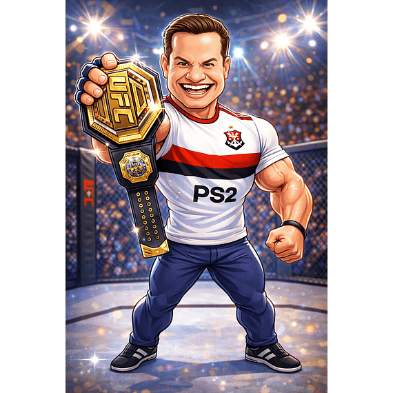Caricatura Realista Personalizada Festa Aniversário Homem Musculoso Irmão Marido lutador profissional, MMA, UFC  Atlético  Náutico São Paulo Corinthians Atleta Forte Invensível