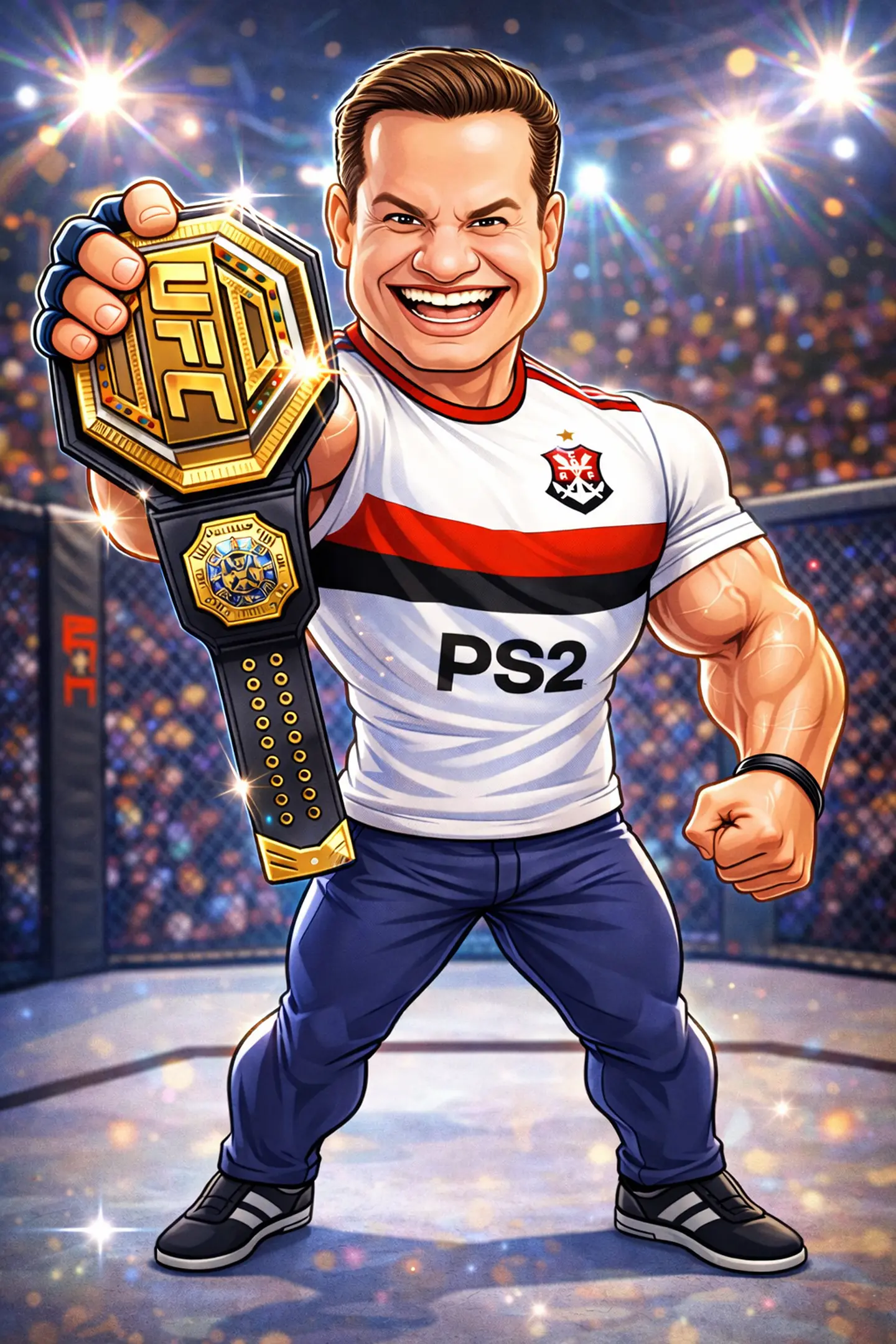 Caricatura Realista Personalizada Festa Aniversário Homem Musculoso Irmão Marido lutador profissional, MMA, UFC  Atlético  Náutico São Paulo Corinthians Atleta Forte Invensível 1