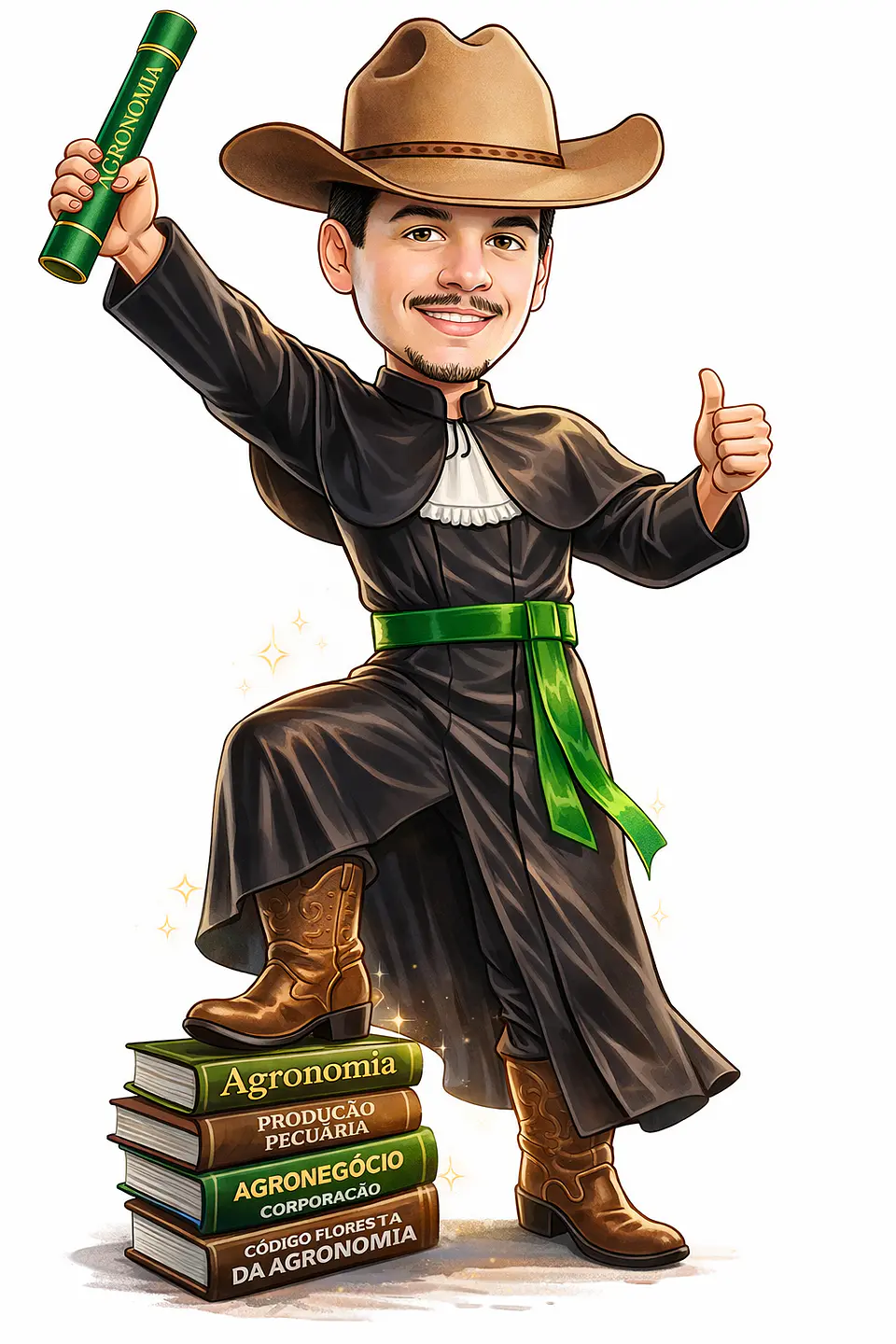 Transformo sua foto em uma caricatura única 🎨Caricaturas Digitais de Homem Desenho Realista Beca Bota Chápeu Formandos Agrônomo . Encomende já! 1