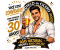 Desenho de Convite com Caricatura Digital  Especial e Rápida de Homem  Aniversariante Segurando Copo Caneca Cerveja Camisa Time Festa  Bar Banner Boteco Rótulo
