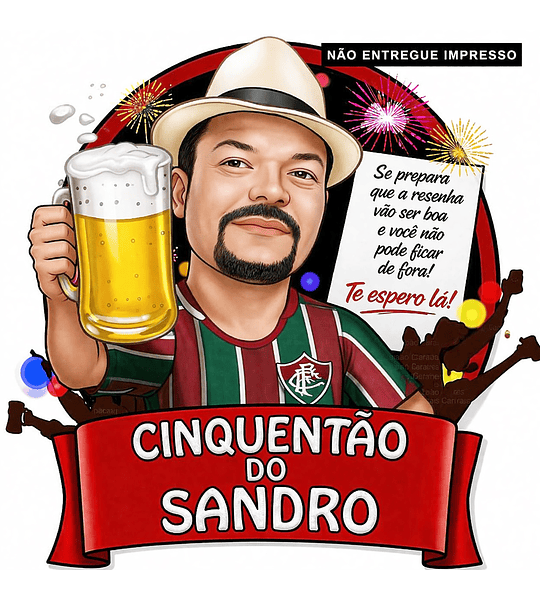 Convite Personalizado Caricatura Desenhada Cachaça Costela Costelada Chopp Cerveja Festa Aniversário  Churrasco  Churrasquinho Encontro Amigos Comemoração Fluminense