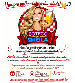  Convite com Caricatura Personalizada em Alta Resolução Festa Aniversário Boteco Bar Mulher Brindando Copo Cerveja p Banner Convite Lembranças