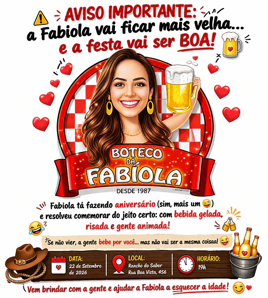 caricatura- convite -digital-personalizada-mulher-rosto-normal-uso-para-banner-ou-convite-e-ainda-lembrancinhas-de-aniversario-tema-boteco-bar-joao-caricaturas