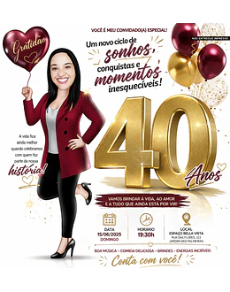 Convite de Aniversário Feminino com Caricatura Digital – Personalizado para Todas as Idades