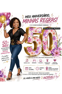 Caricatura + Convite Digital Personalizado  Especial Mulher Aniversário 30 40 50 60 Anos Elegante Brindando comemorando Convidando Entrega Rápida