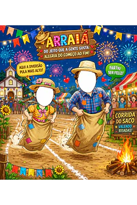 Desenho DIGITAL feito para Banner Eu FUI com Brincadeira São João Festa Junina Arraiá Pulando Fogueira Subindo Pau de Sebo Chapéu de Palha Casal de Noivos Caipiras NÂO IMPRESSO Pronta Entrega Painel 