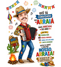 Caricatura Personalizada Digital para Convites Festa Junina, Casamento e Aniversário Caricatura de Casal Caipira Arraiá