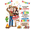 Caricatura Personalizada Digital para Convites Festa Junina, Casamento e Aniversário Caricatura de Casal Caipira Arraiá