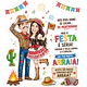 Caricatura Personalizada Digital para Convites Festa Junina, Casamento e Aniversário Caricatura de Casal Caipira Arraiá