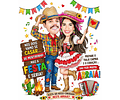 Caricatura Personalizada Digital para Convites Festa Junina, Casamento e Aniversário Caricatura de Casal Caipira Arraiá
