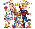 Caricatura Personalizada Digital para Convites Festa Junina, Casamento e Aniversário Caricatura de Casal Caipira Arraiá