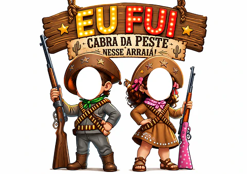 Banner Eu Fui Cangaceirinhos Lampião Mirim Maria Bonita Mirim  Menino Menina Nordestino Cactos Lamparina Arraiá Painel Digital NÂO IMPRESSO Festa Infantil Aniversário Foto no Clima da Festa 