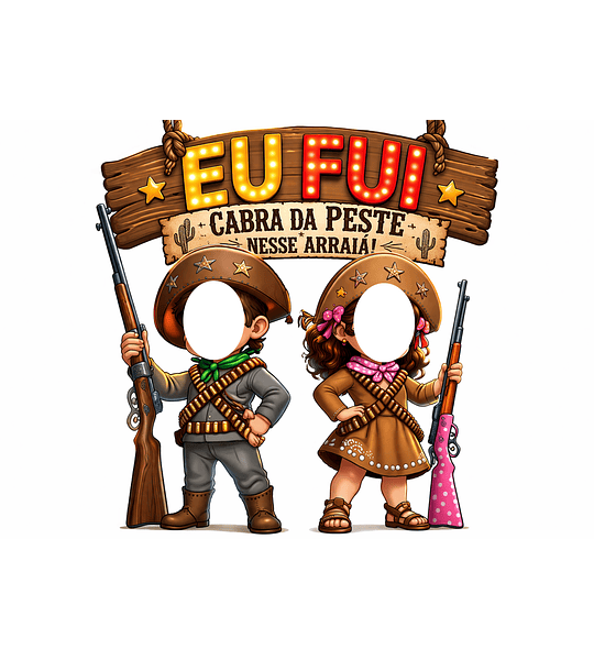 Banner Eu Fui Cangaceirinhos Lampião Mirim Maria Bonita Mirim  Menino Menina Nordestino Cactos Lamparina Arraiá Painel Digital NÂO IMPRESSO Festa Infantil Aniversário Foto no Clima da Festa 