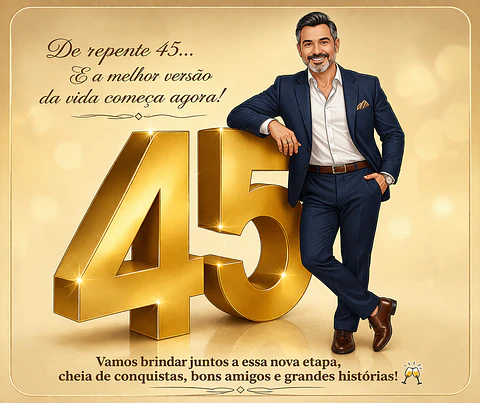 Convite Digital Masculino com Caricatura para Aniversário