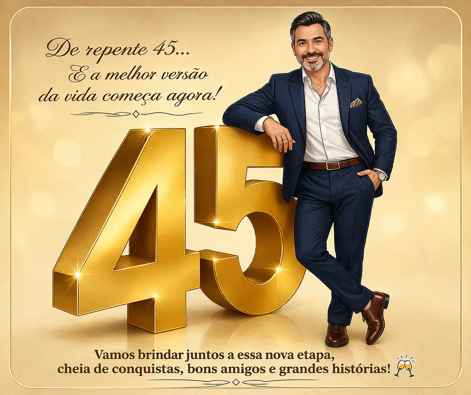Convite Digital Masculino com Caricatura para Aniversário 1