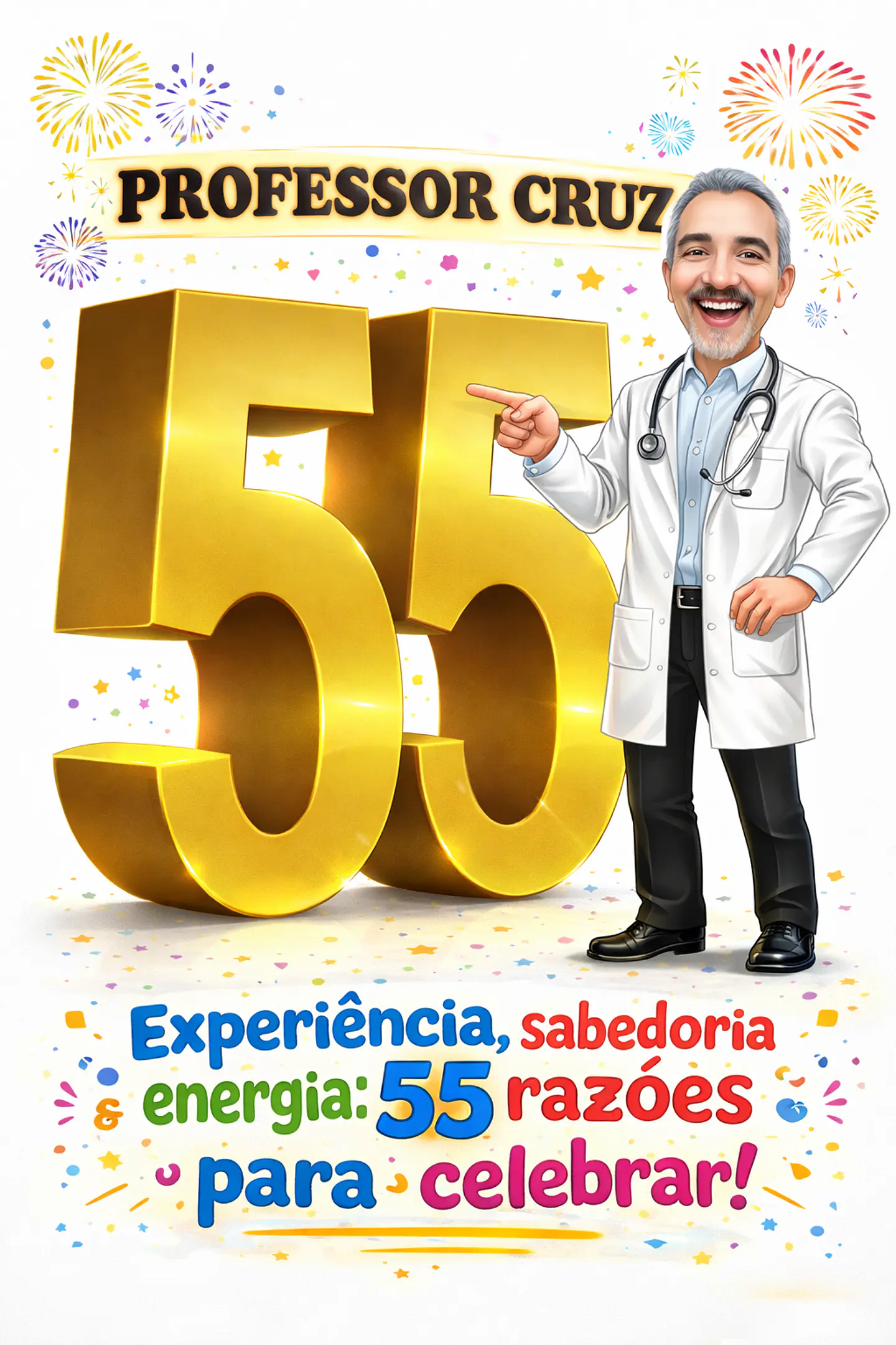 Convite Digital Masculino com Caricatura para Aniversário 2