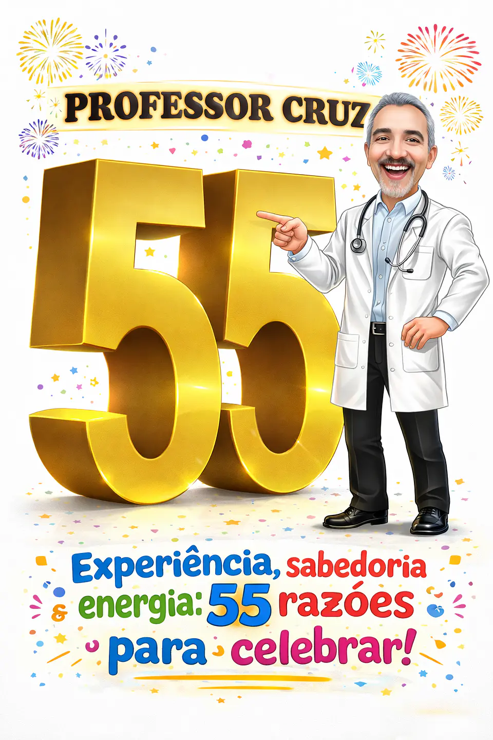 Convite Digital Masculino com Caricatura para Aniversário 2