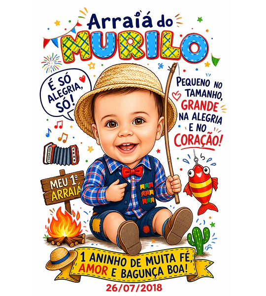 Caricatura São João Infantil – Tema Junino com Criança