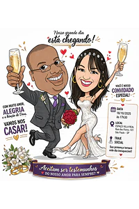 Caricaturas de Noivos para Convites de Casamento | Arte Personalizada
