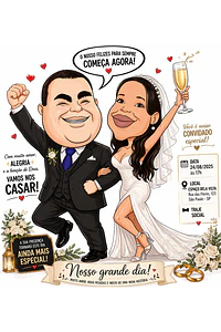 Caricaturas de Noivos para Convites de Casamento | Arte Personalizada
