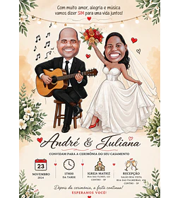 Caricaturas de Noivos para Convites de Casamento | Arte Personalizada