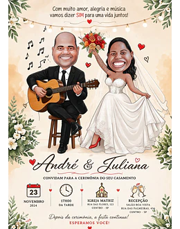 Caricaturas de Noivos para Convites de Casamento | Arte Personalizada