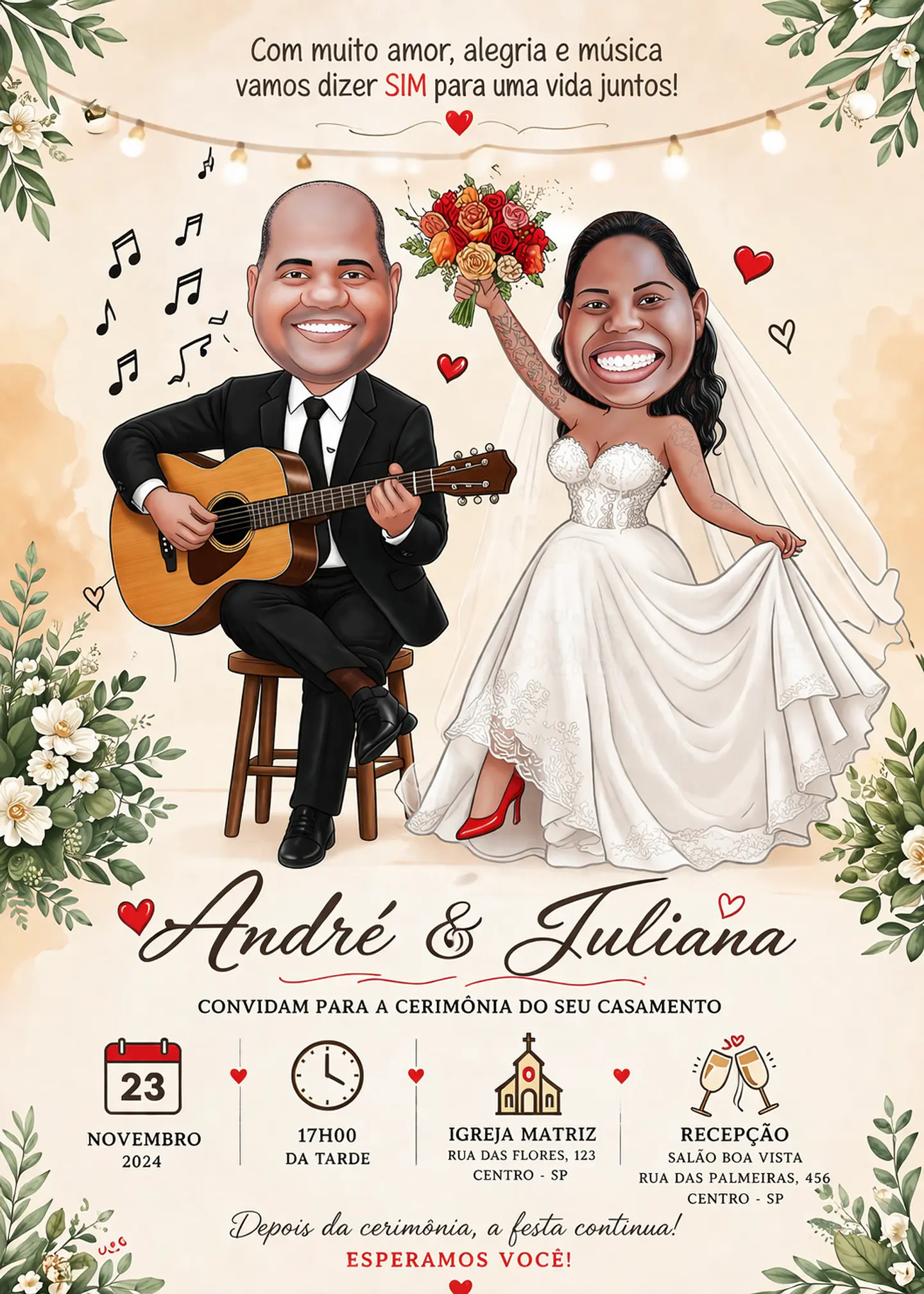 Caricaturas de Noivos para Convites de Casamento | Arte Personalizada 1