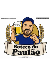 Caricatura Tema Boteco para Rótulo Personalizado | Arte Digital para Festa e Aniversário