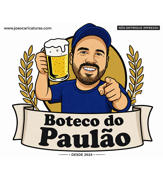 Caricatura Tema Boteco para Rótulo Personalizado | Arte Digital para Festa e Aniversário
