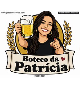 Caricatura Tema Boteco para Rótulo Personalizado | Arte Digital para Festa e Aniversário
