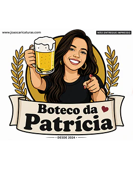 Caricatura Tema Boteco para Rótulo Personalizado | Arte Digital para Festa e Aniversário