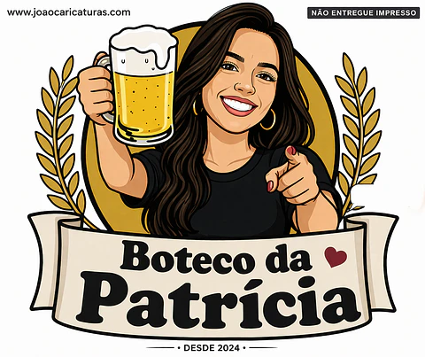 Caricatura Tema Boteco para Rótulo Personalizado | Arte Digital para Festa e Aniversário