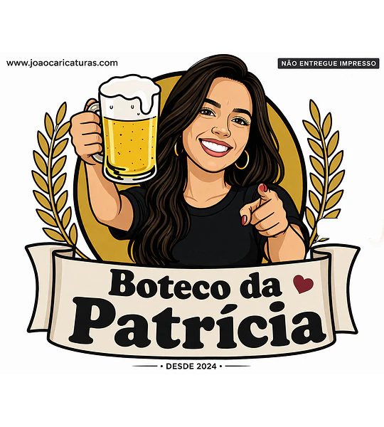 Caricatura Tema Boteco para Rótulo Personalizado | Arte Digital para Festa e Aniversário