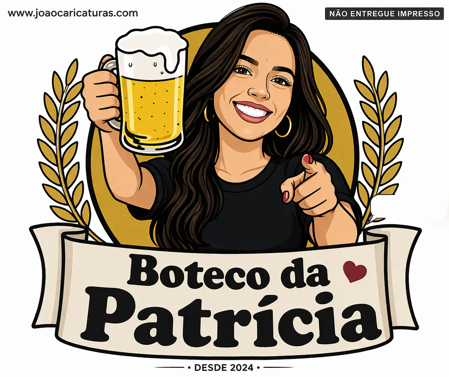 Caricatura Tema Boteco para Rótulo Personalizado | Arte Digital para Festa e Aniversário 1