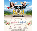 Caricatura de Casamento com Carro Personalizada – Noivos Dirigindo e Tema Automotivo