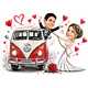 Caricatura de Casamento com Carro Personalizada – Noivos Dirigindo e Tema Automotivo